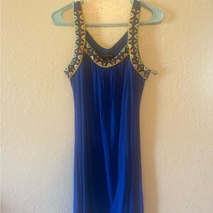 Spense Blue Dress with Colorful Embroidery